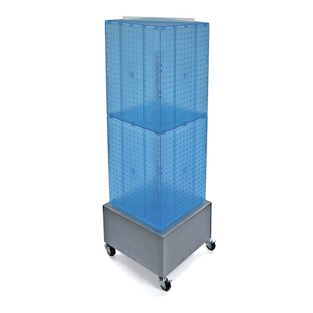 Azar Displays Four-Sided Pegboard Floor Wheeled Base Display Panel Size:14"x40" 701415-BLU